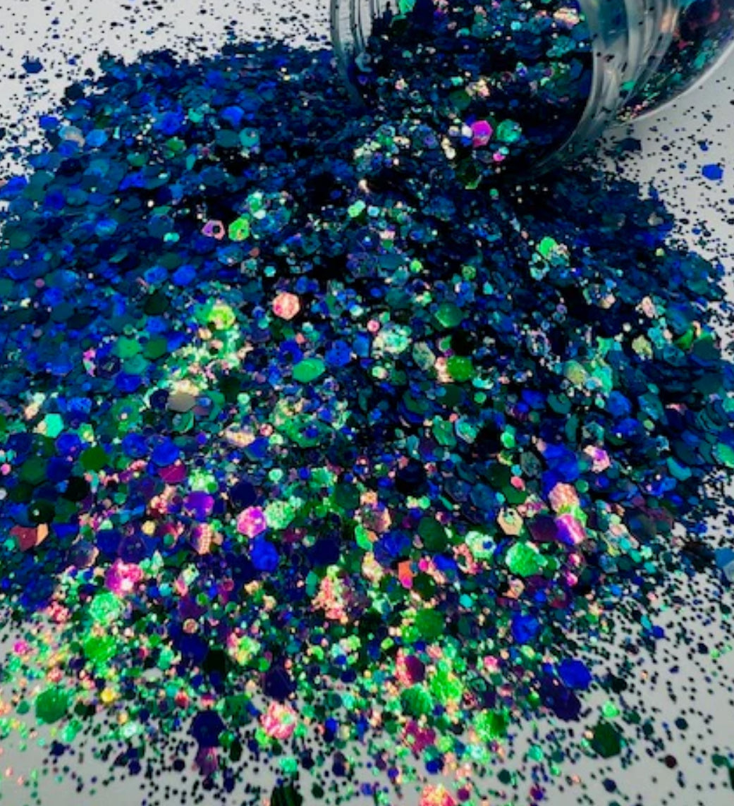 Betta Fish - Purple Green Blue Color Shift Mixed Glitter