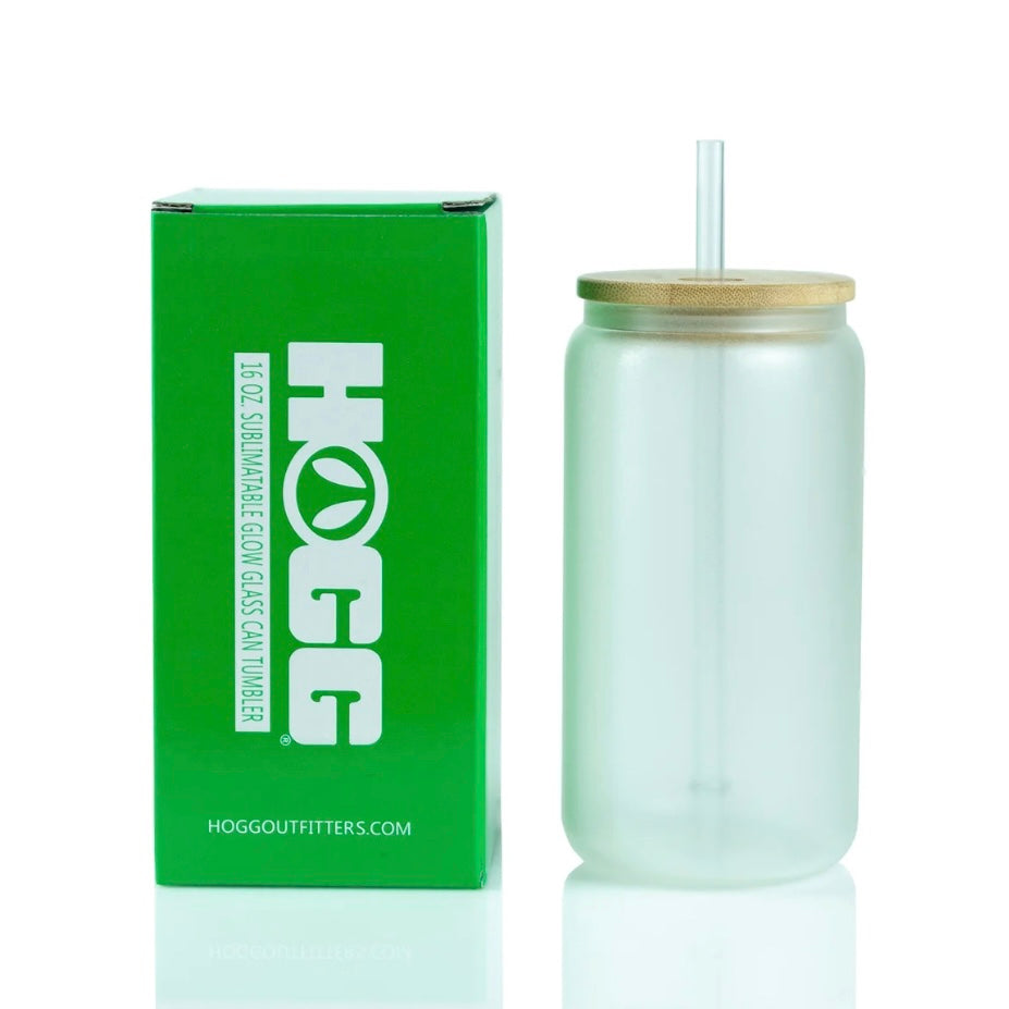 Glow In The Dark 16oz Can Glass with Bamboo Lid and Straw