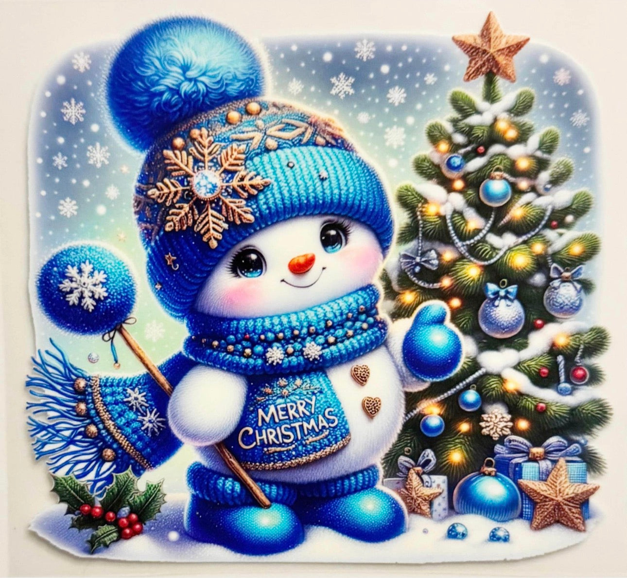 Merry Christmas Snowman - UVDTF Decal