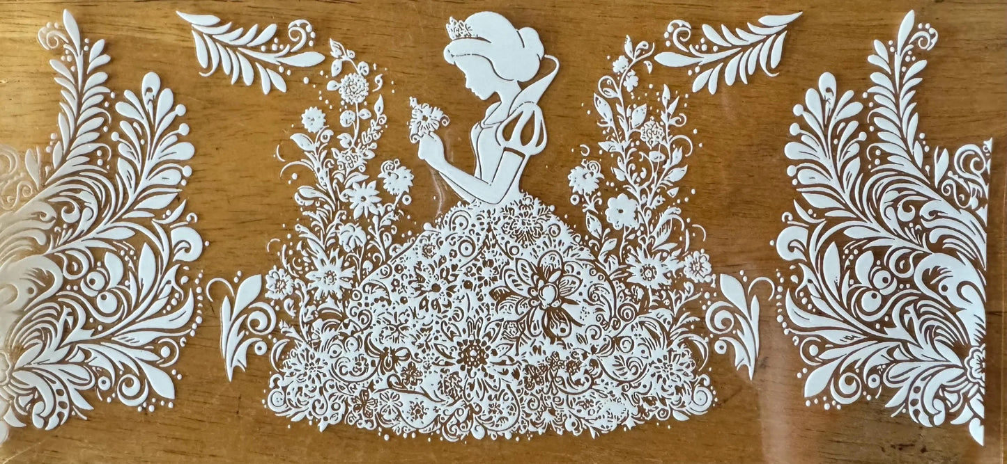 Snow White Outline - Black or White Ink - UVDTF 16oz Wrap