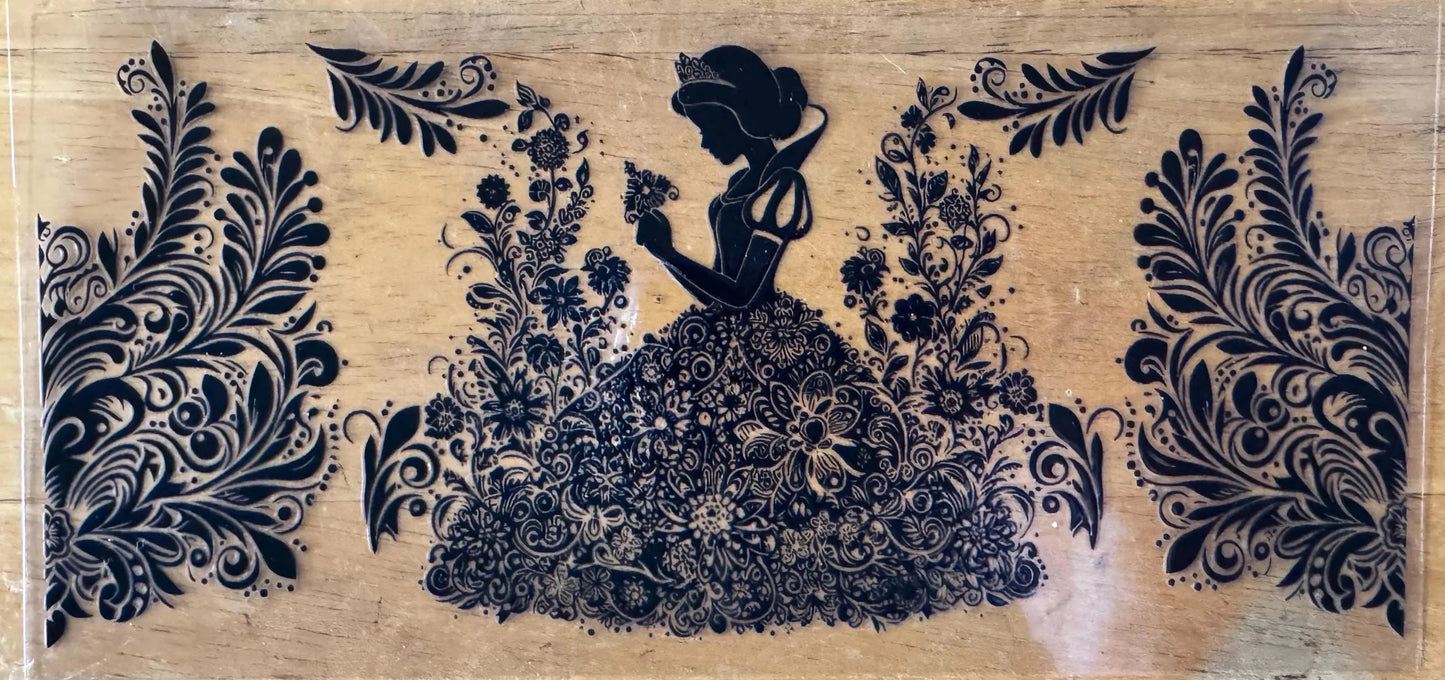 Snow White Outline - Black or White Ink - UVDTF 16oz Wrap