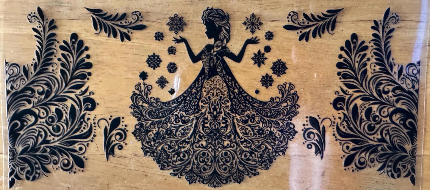 Elsa Outline - Black or White Ink - UVDTF 16oz Wrap