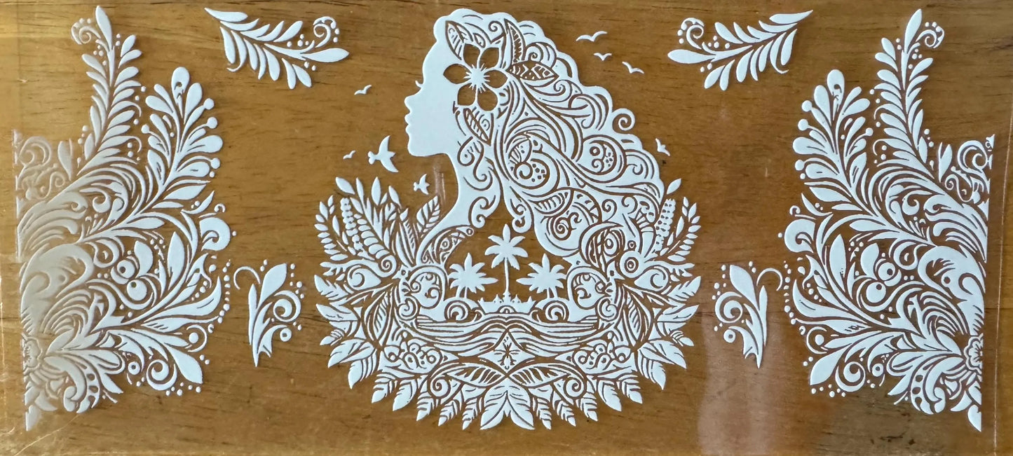 Moana Outline - Black or White Ink - UVDTF 16oz Wrap