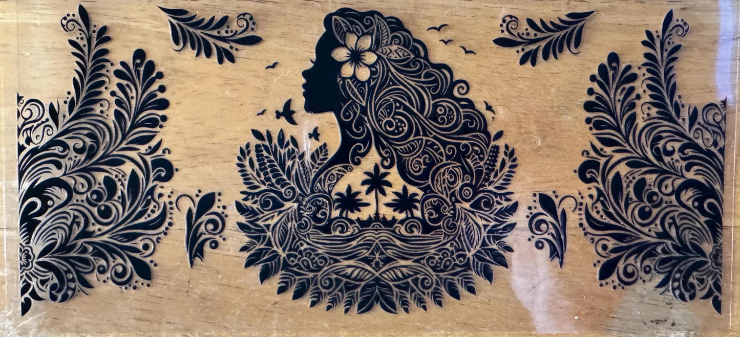 Moana Outline - Black or White Ink - UVDTF 16oz Wrap