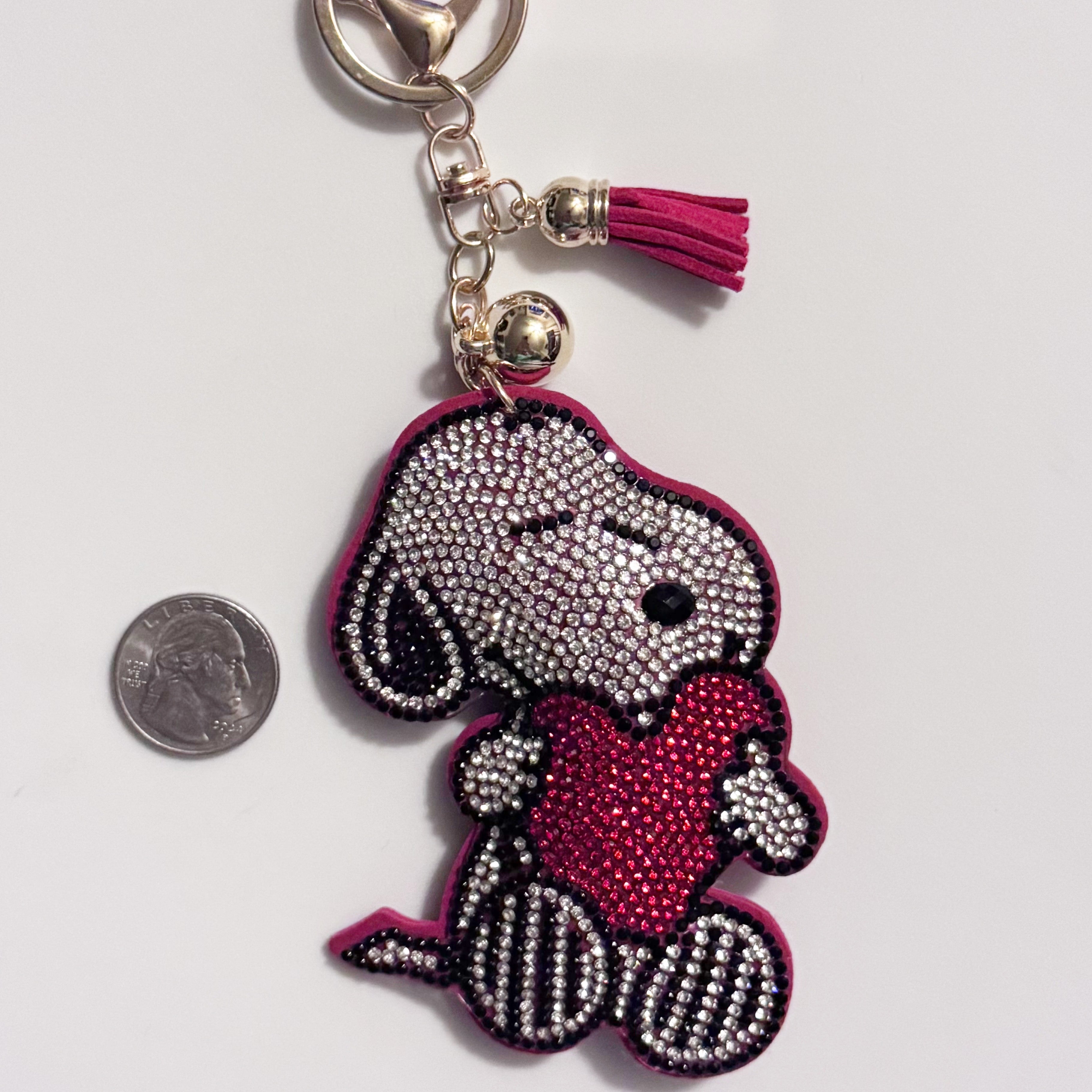 Snoopy In Love Rhinestone Keychain