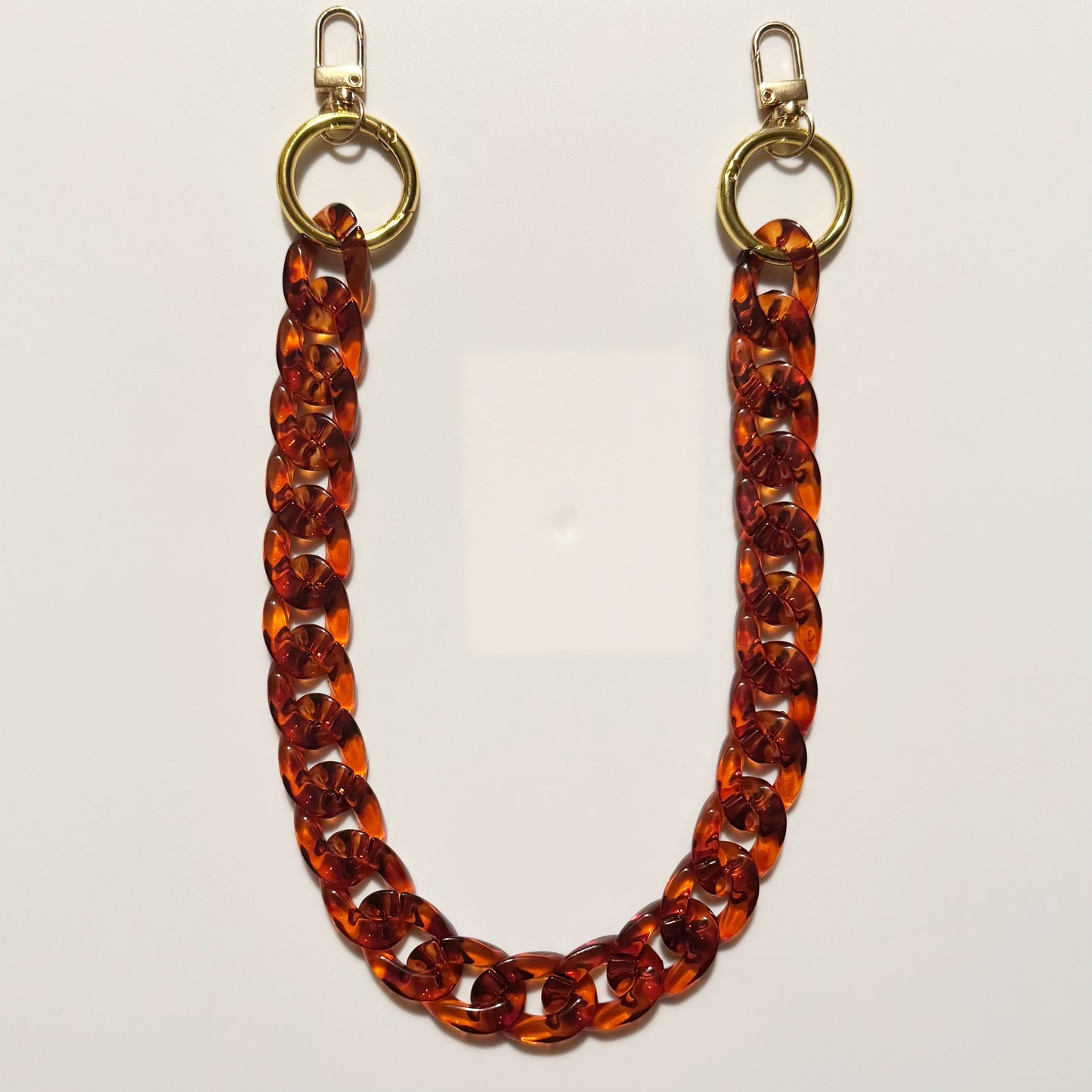 Tortoise Shell Acrylic Bag Chain - 18 inches