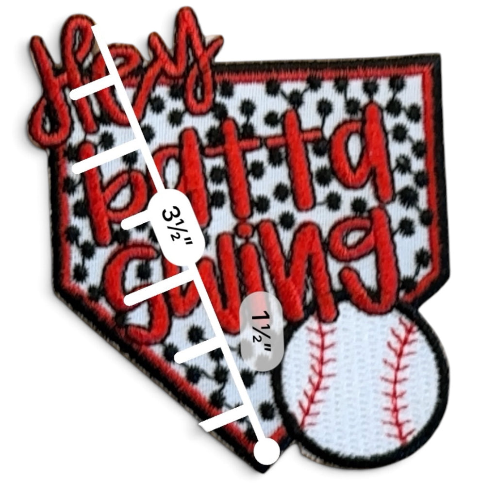 Embroidered Iron On Patch - Hey Batta Swing