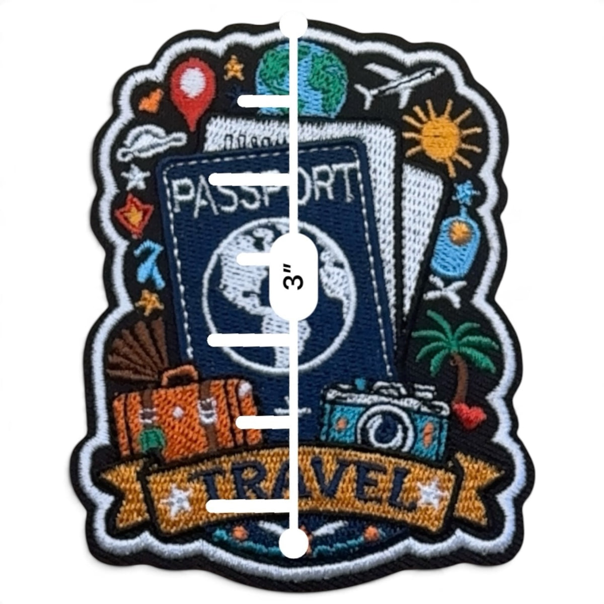 Embroidered Iron On Patch - World Traveler