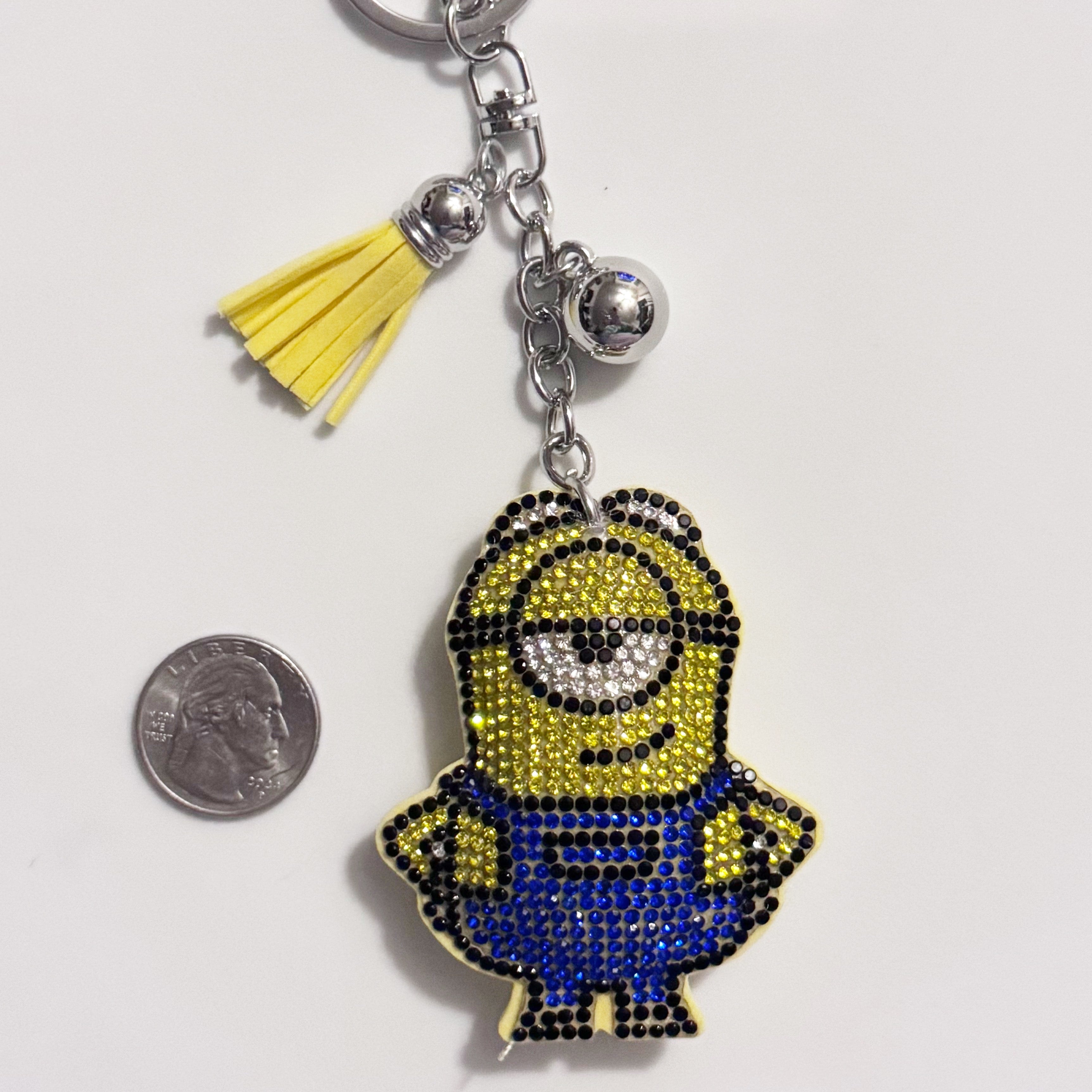Blue Minion Rhinestone Keychain