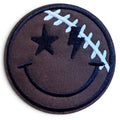 Embroidered Iron On Patch - Football Smiley