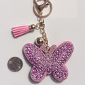 Pink Butterfly Rhinestone Keychain