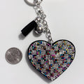 Checkered Heart Rhinestone Keychain