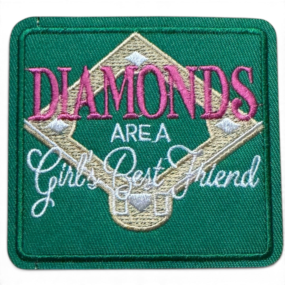 Embroidered Iron On Patch - Diamonds Are A Girls Best Friend