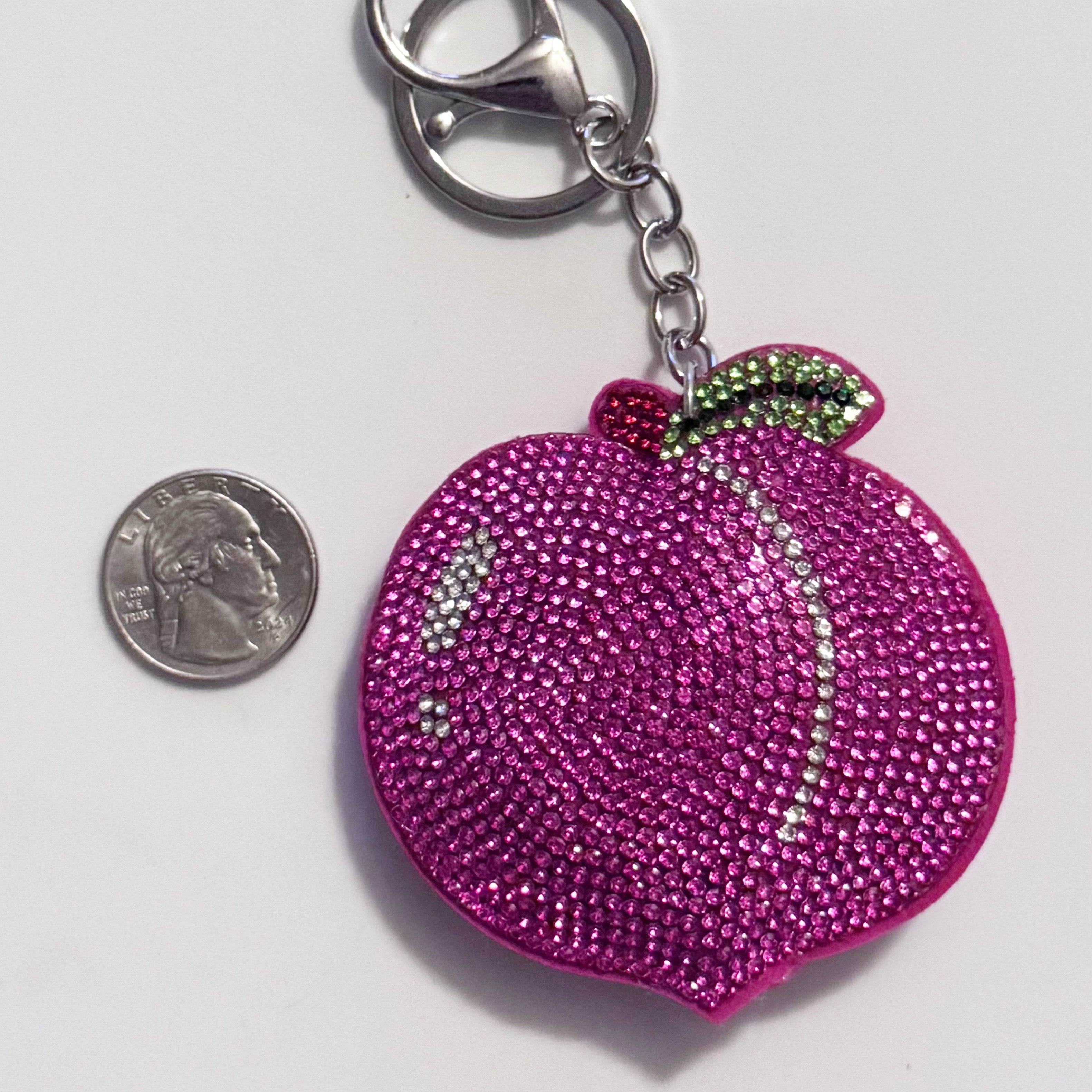 Peach Rhinestone Keychain