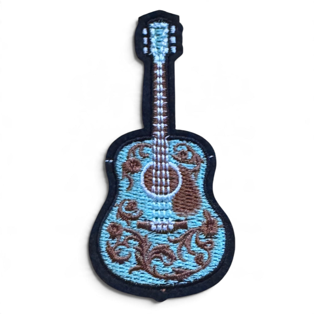 Embroidered Iron On Patch - Pretty Guitar