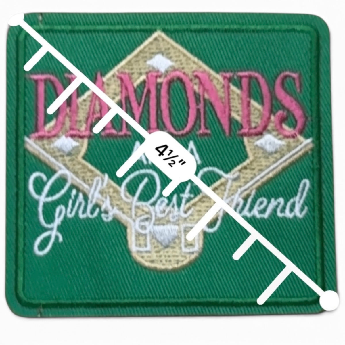 Embroidered Iron On Patch - Diamonds Are A Girls Best Friend