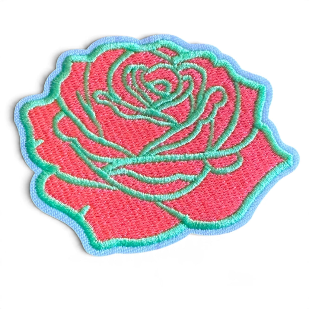 Embroidered Iron On Patch - Large Rose