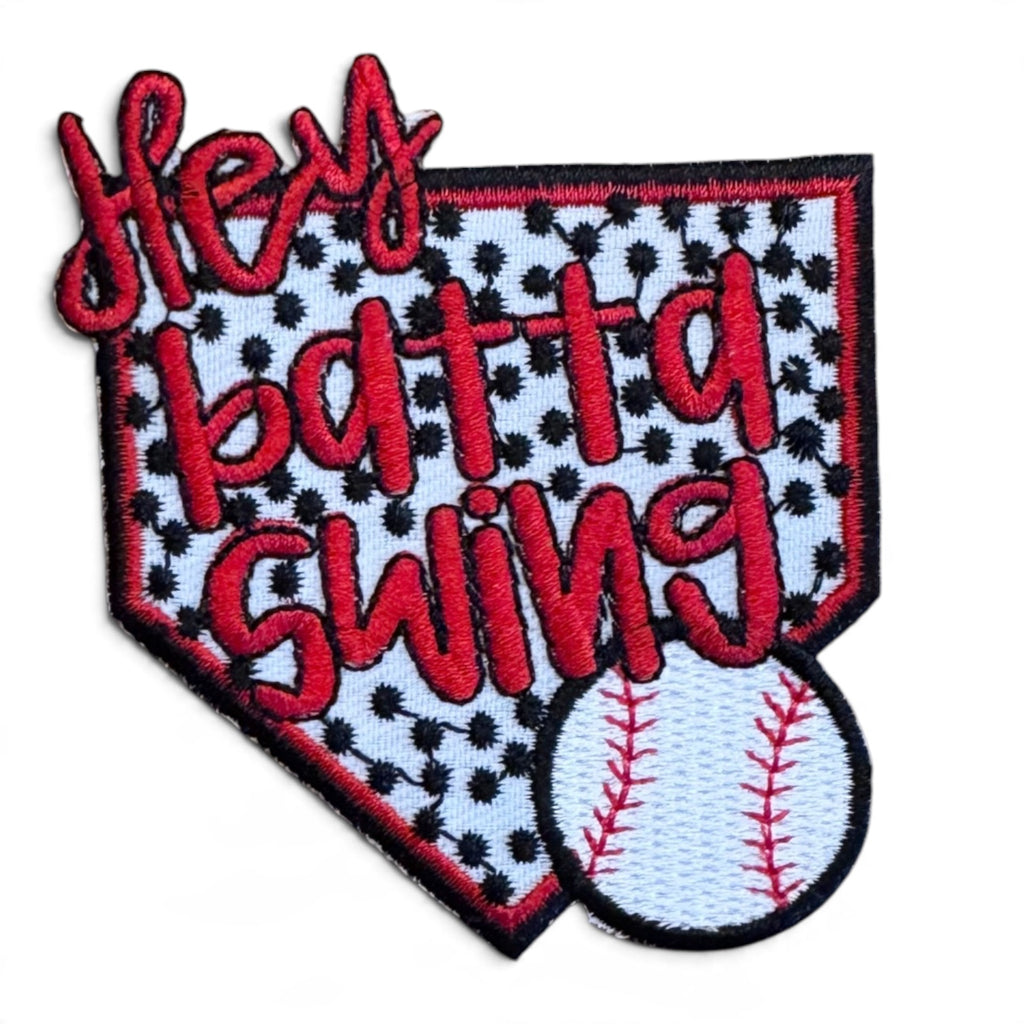 Embroidered Iron On Patch - Hey Batta Swing