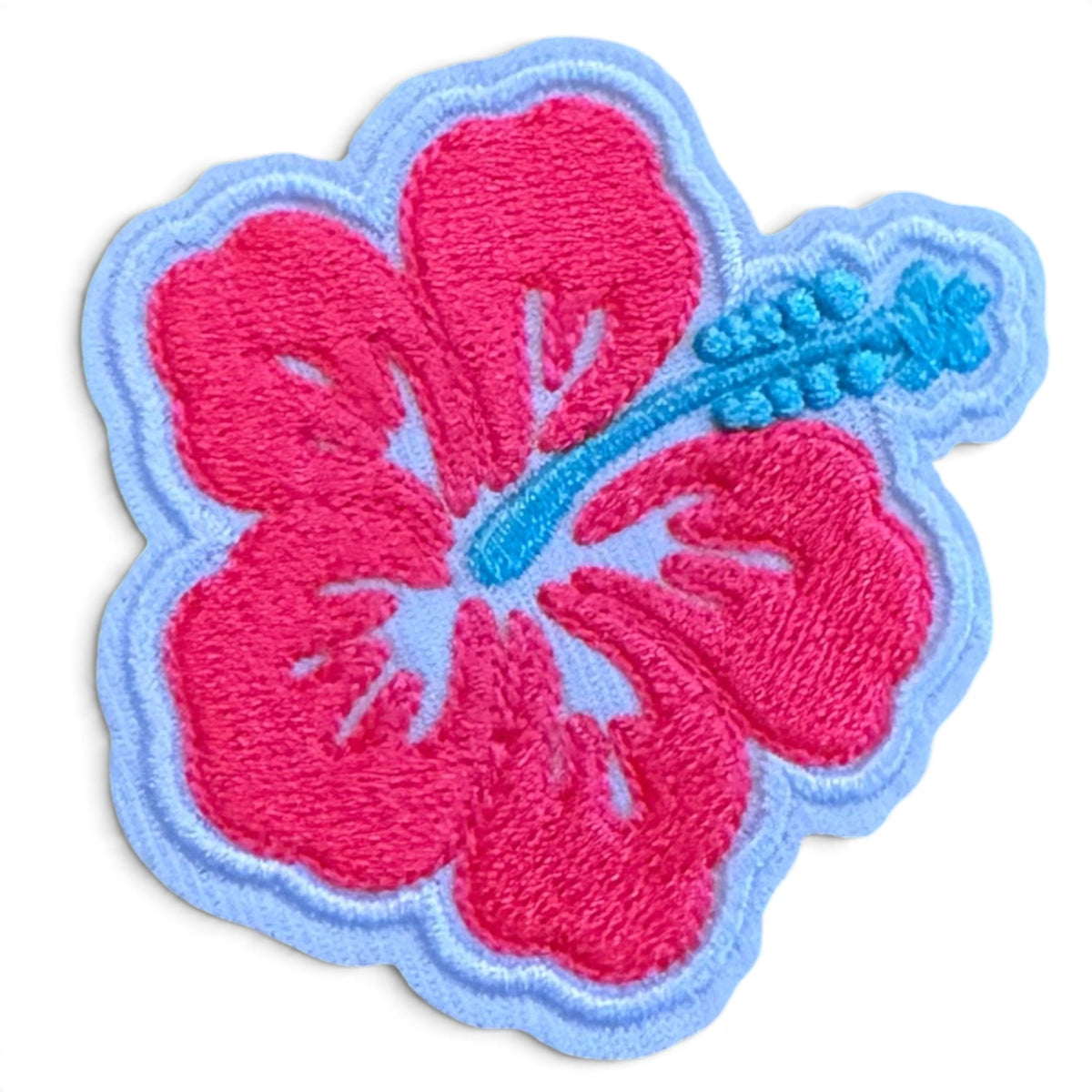 Embroidered Iron On Patch - Large Hibiscus