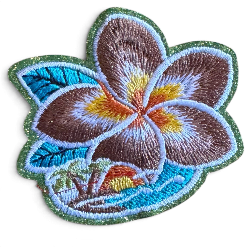 Embroidered Iron On Patch - Tropical Hibiscus