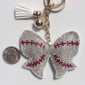 Baseball Bow Rhinestone Keychain