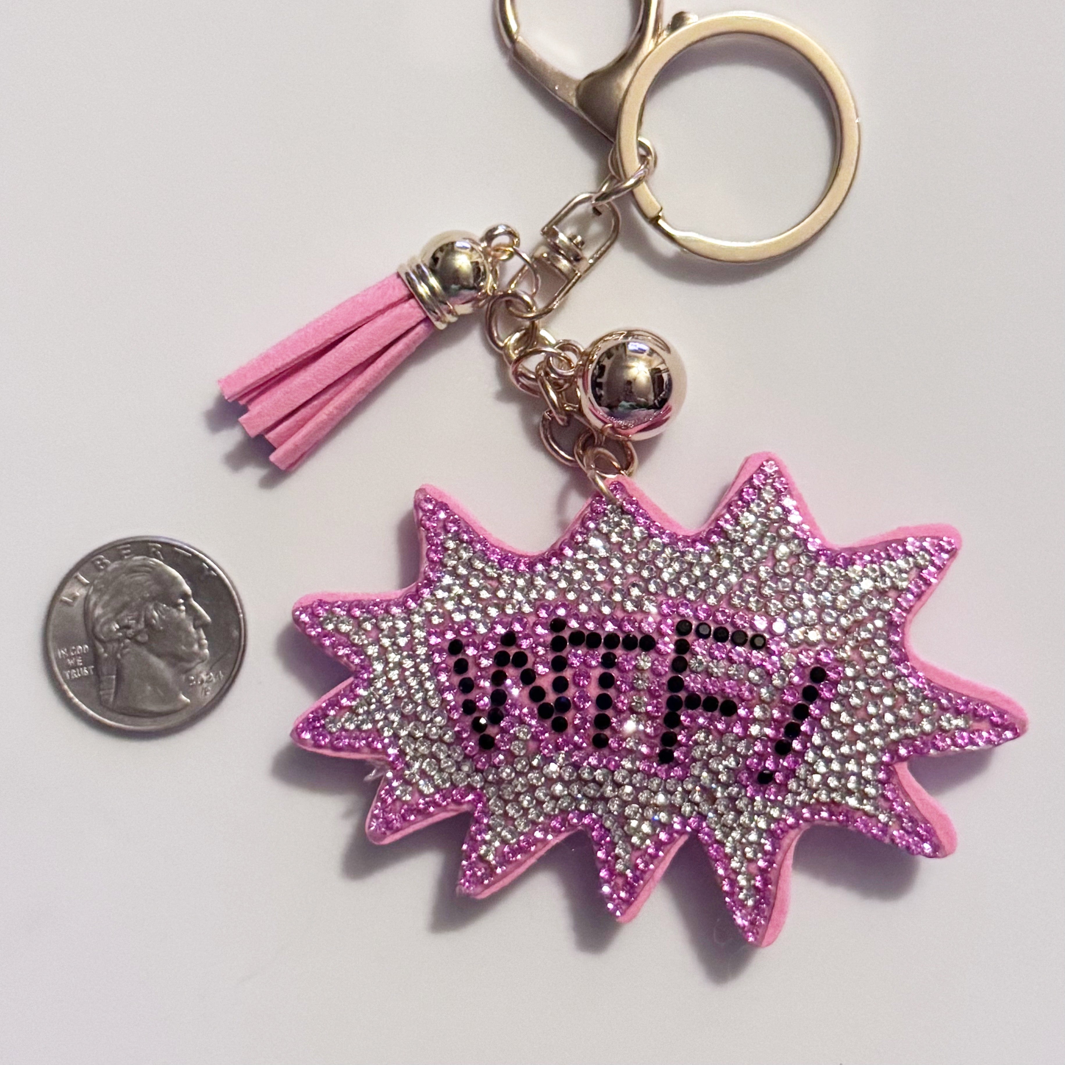 WTF Rhinestone Keychain