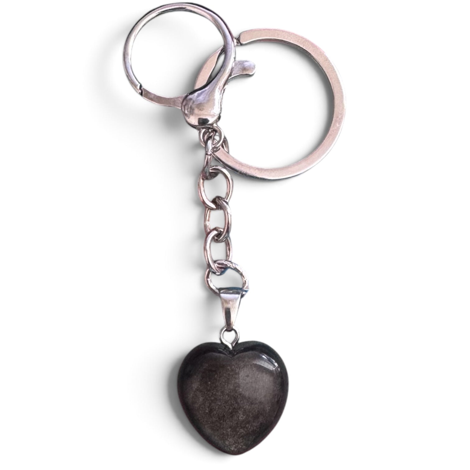 Golden Obsidian Heart Keychain