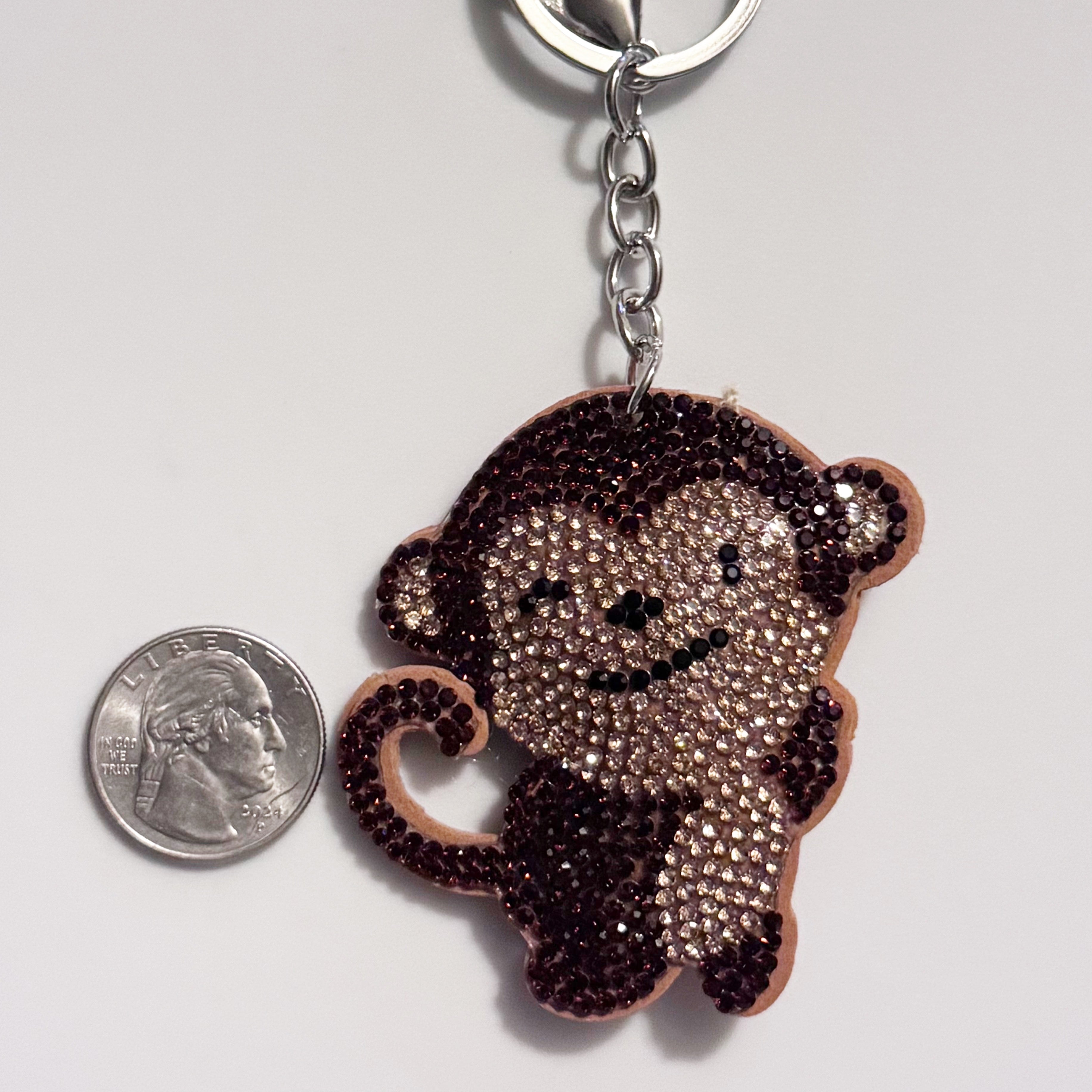 Monkey Rhinestone Keychain