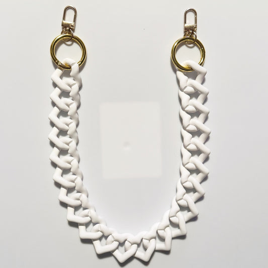 White Heart Acrylic Bag Chain - 18 inches