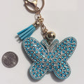 Blue Butterfly Rhinestone Keychain