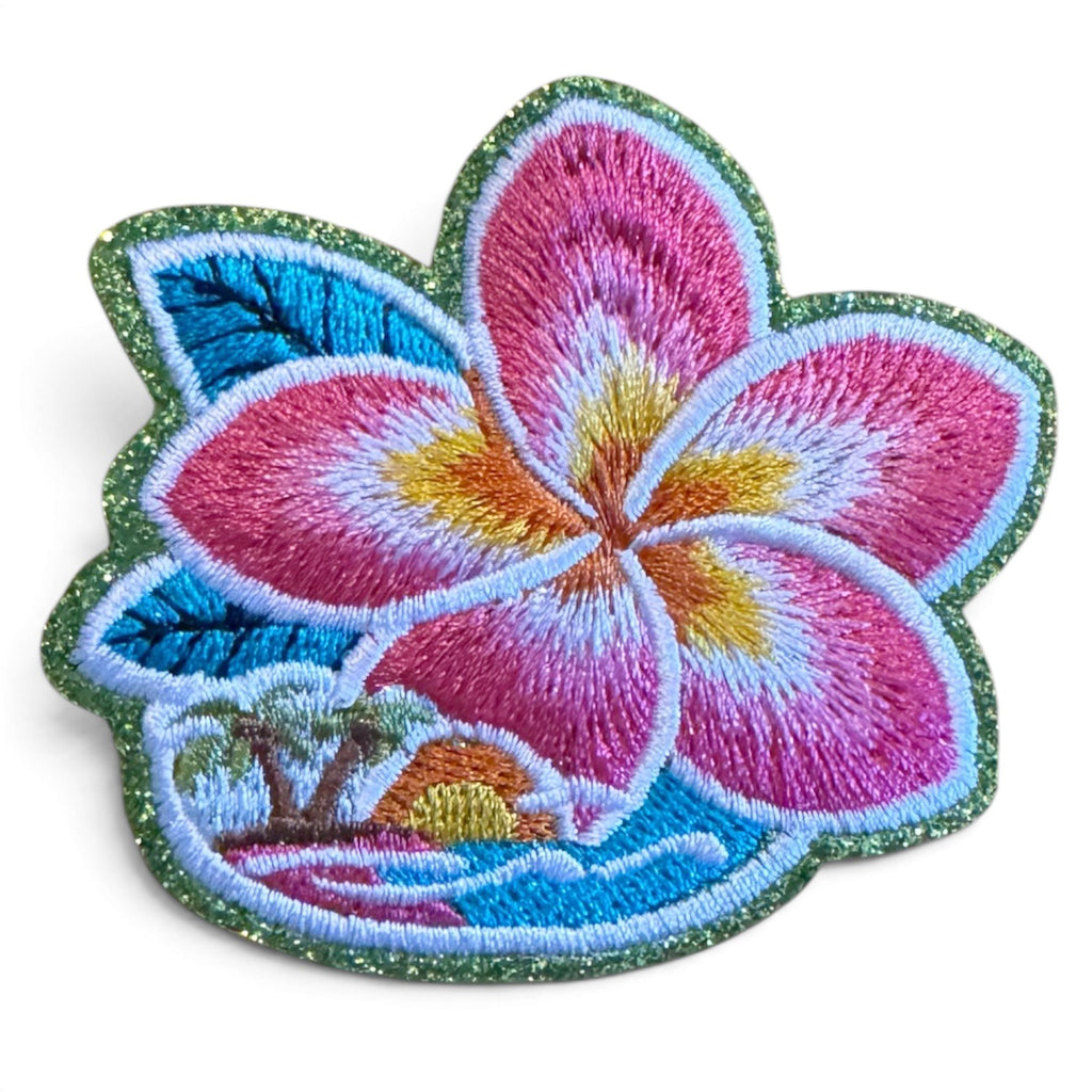 Embroidered Iron On Patch - Tropical Hibiscus