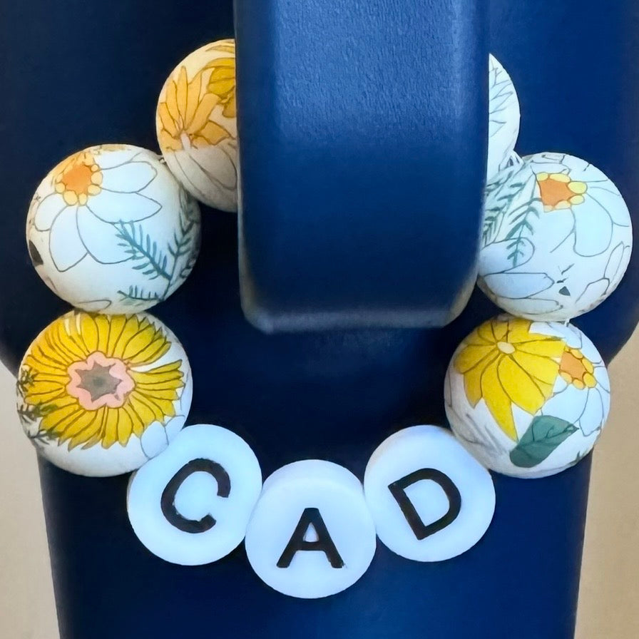 Boho Flowers Personalized Cup Charm