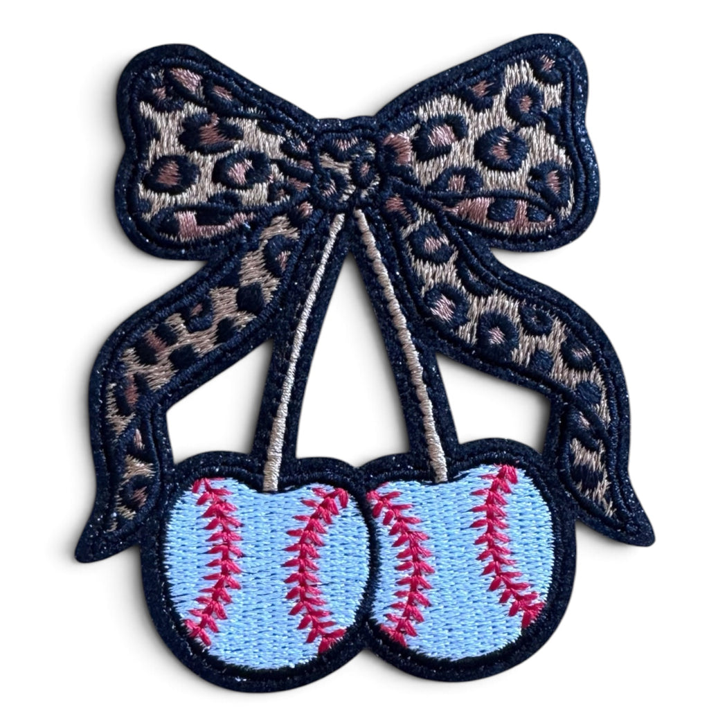 Embroidered Iron On Patch - Baseball Cherries