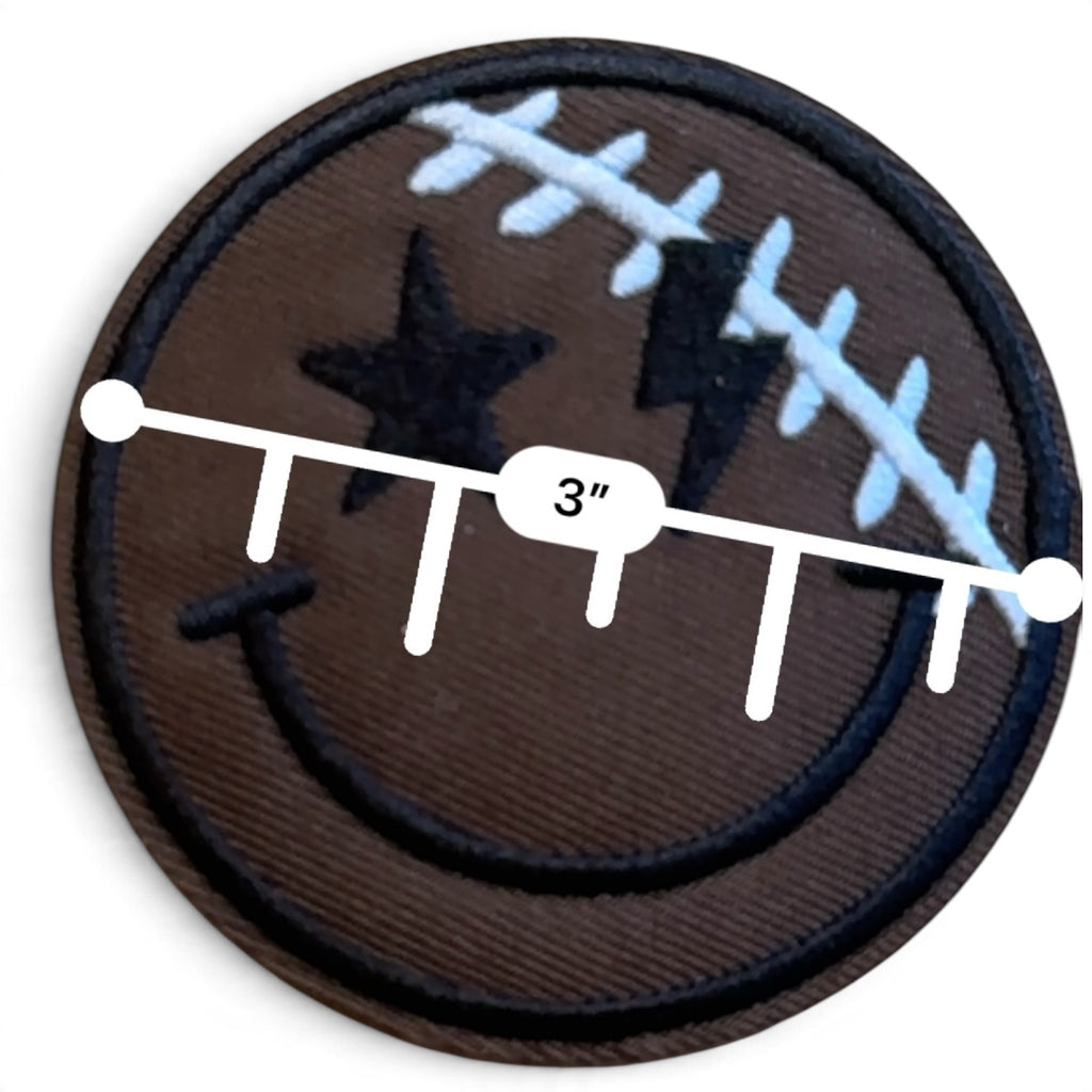 Embroidered Iron On Patch - Football Smiley