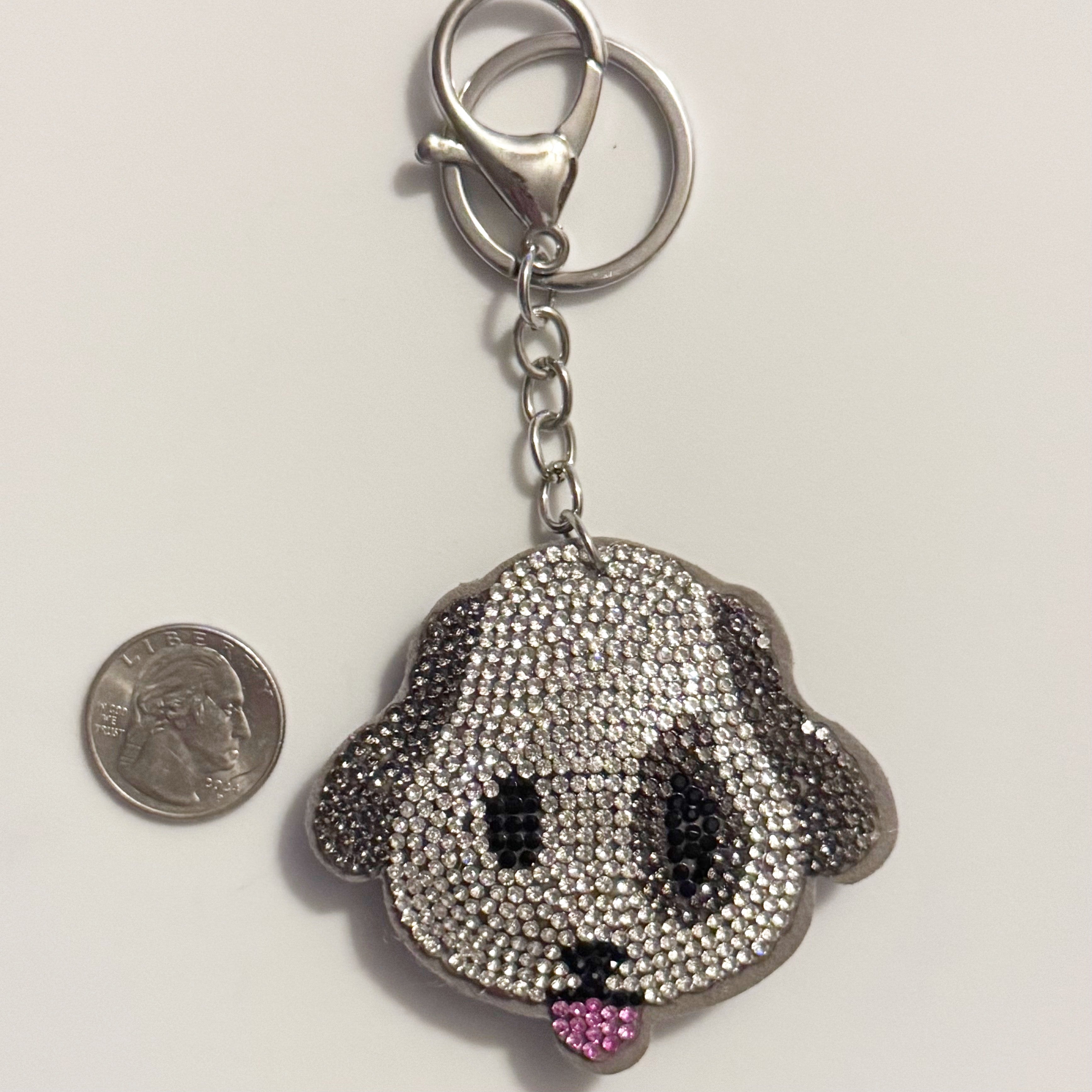 Puppy Rhinestone Keychain