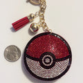 Poke Ball Rhinestone Keychain