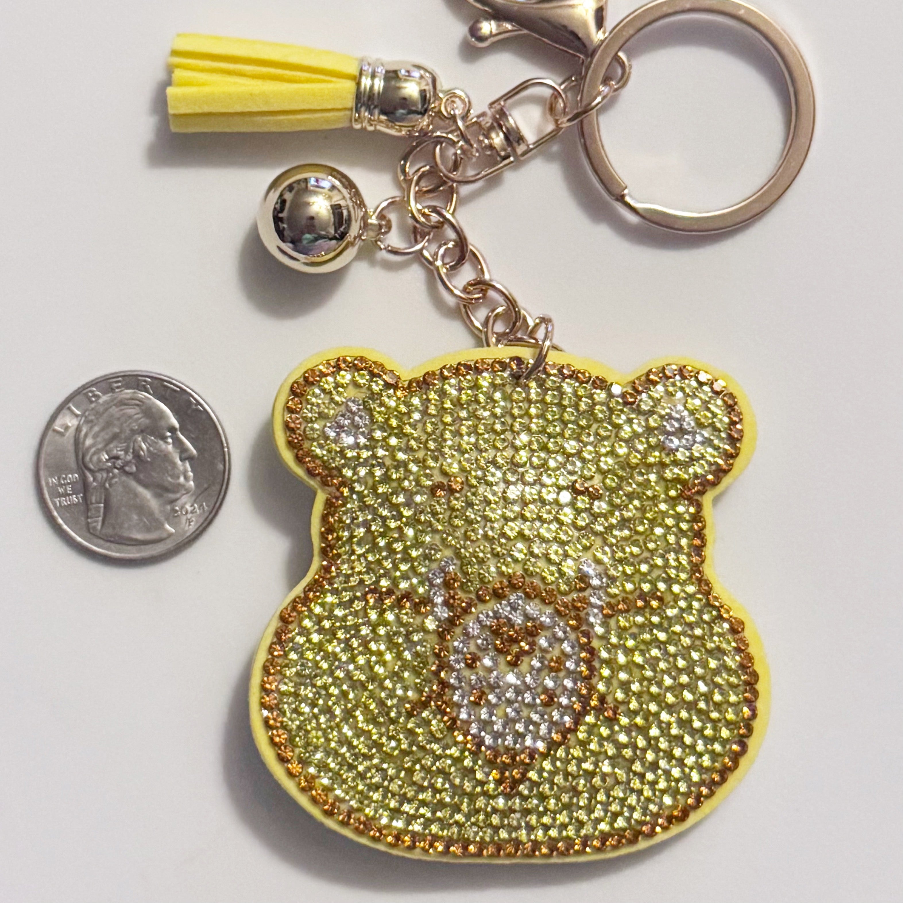 Yellow Bear Rhinestone Keychain