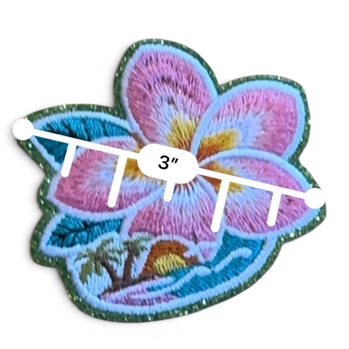 Embroidered Iron On Patch - Tropical Hibiscus