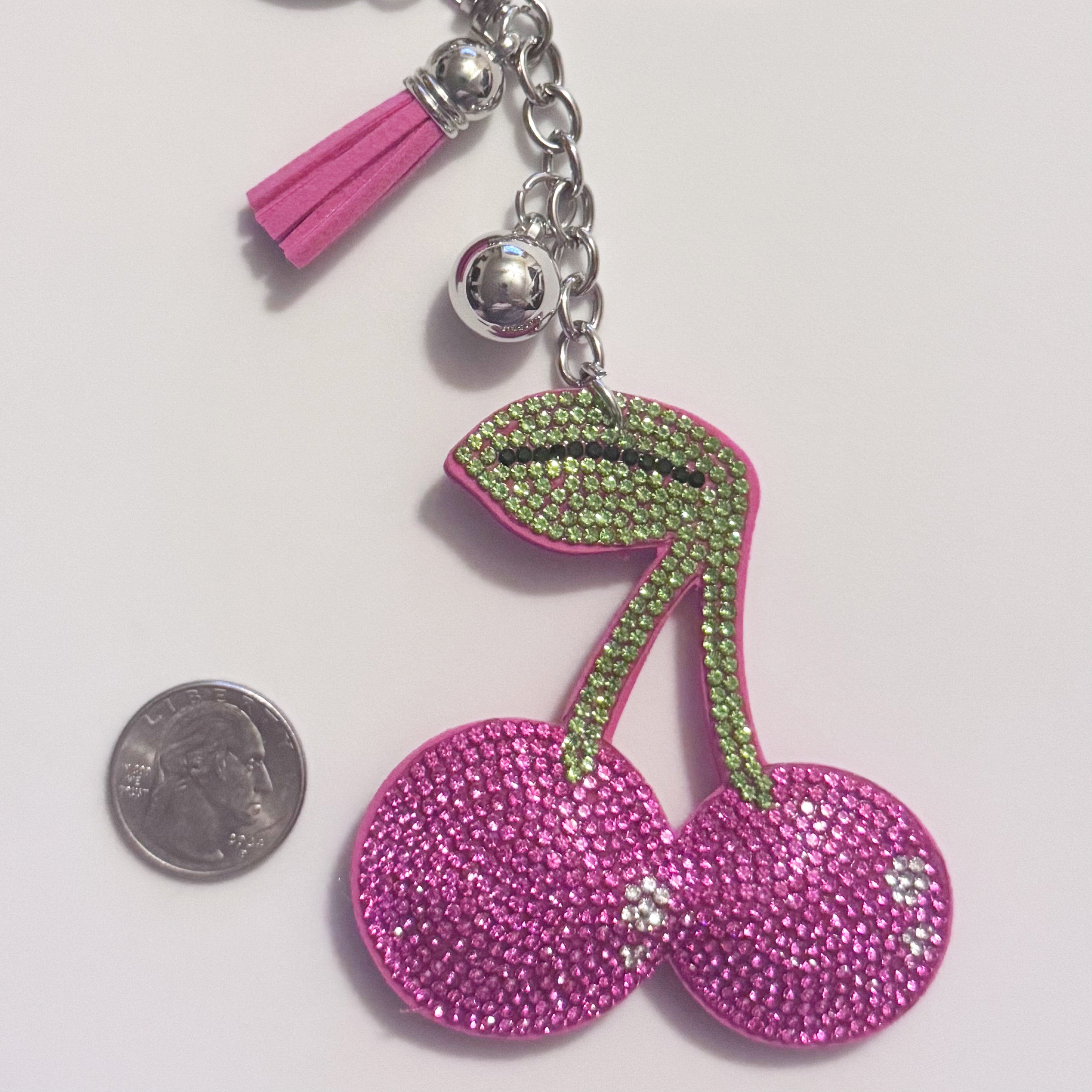 Cherries Rhinestone Keychain