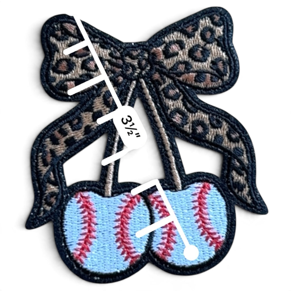 Embroidered Iron On Patch - Baseball Cherries