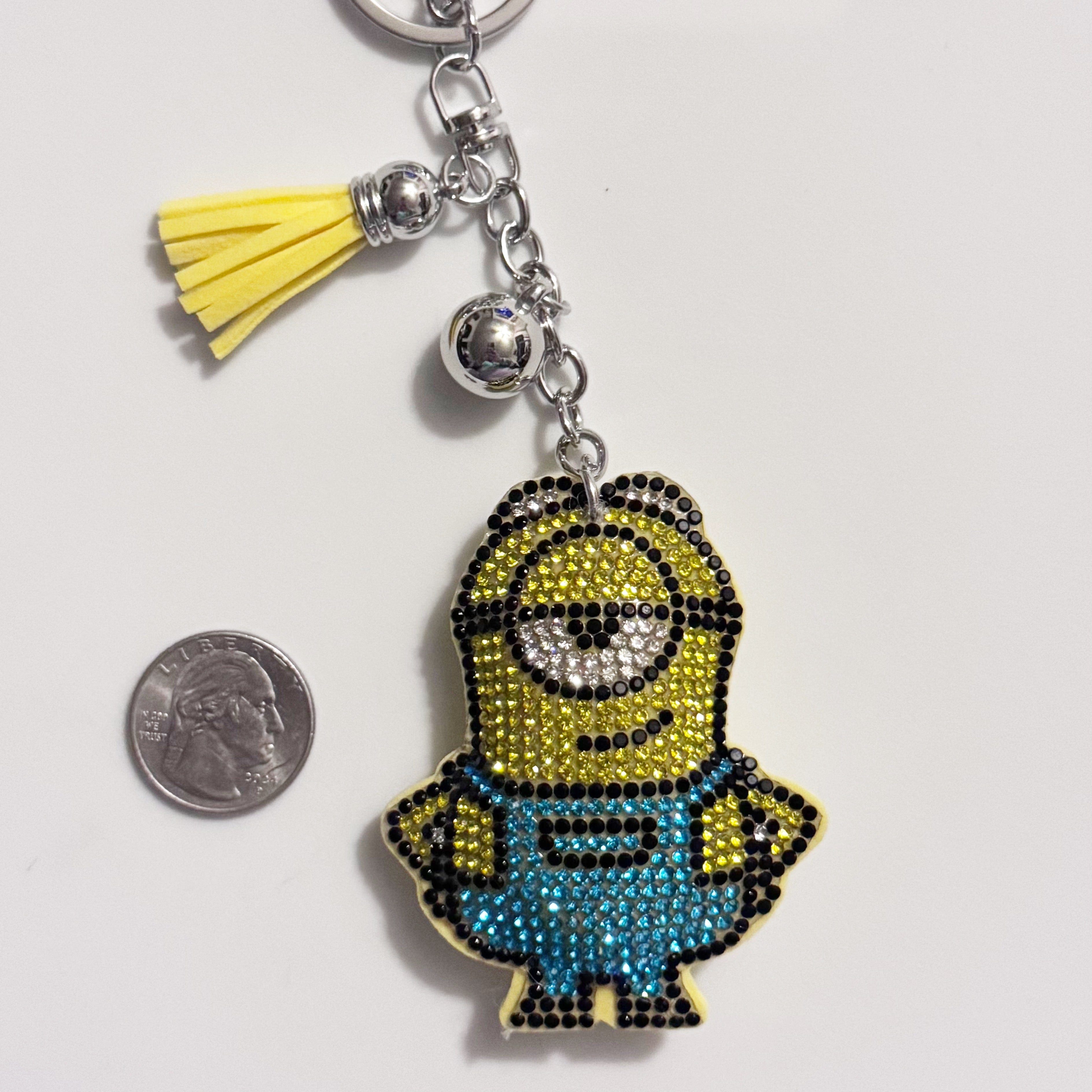 Light Blue Minion Rhinestone Keychain