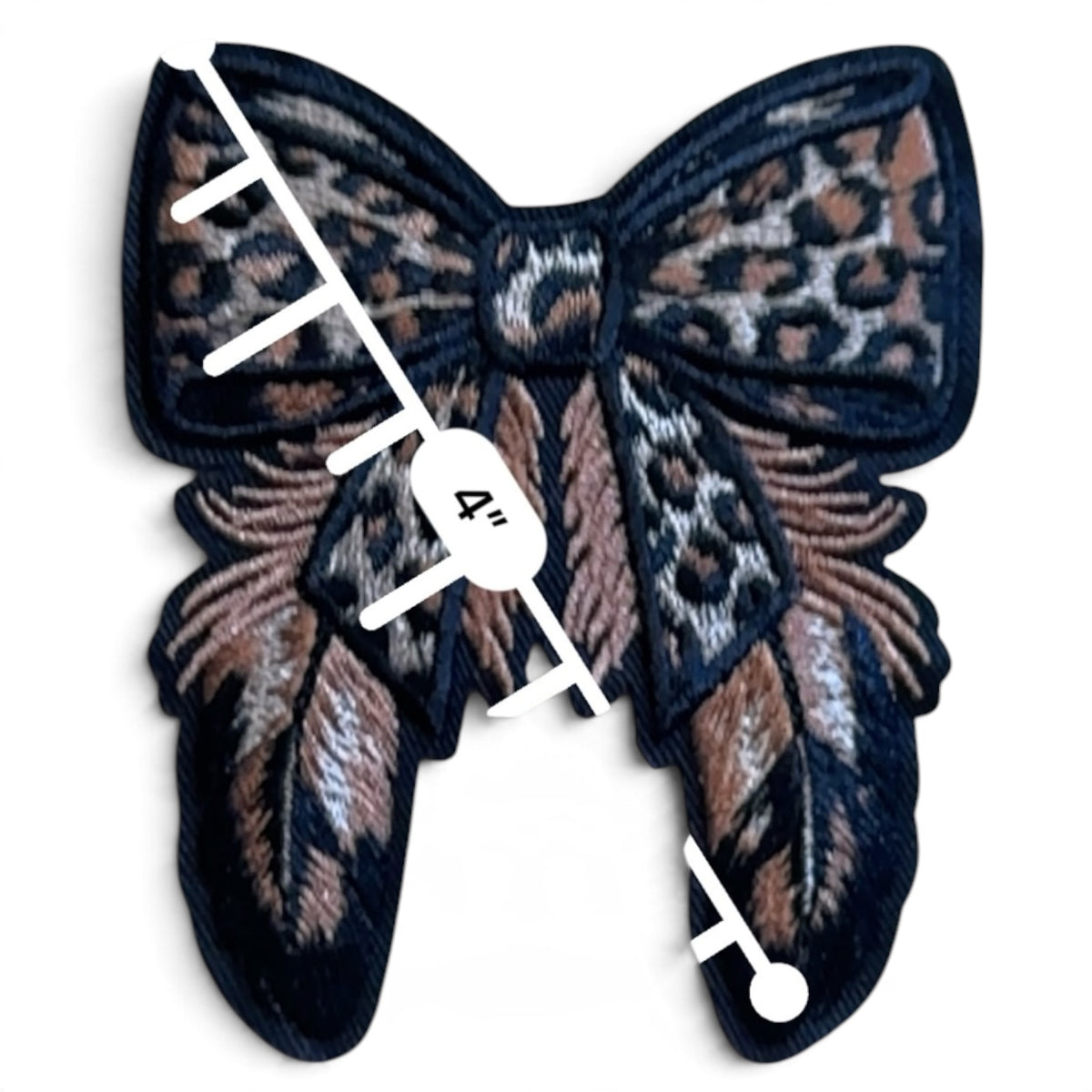 Embroidered Iron On Patch - Leopard Print Bow