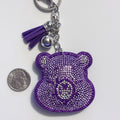 Purple Bear Rhinestone Keychain