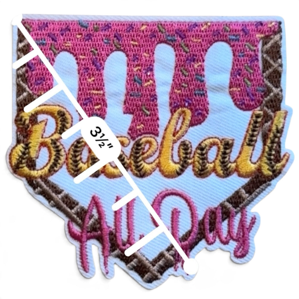 Embroidered Iron On Patch - Baseball All Day