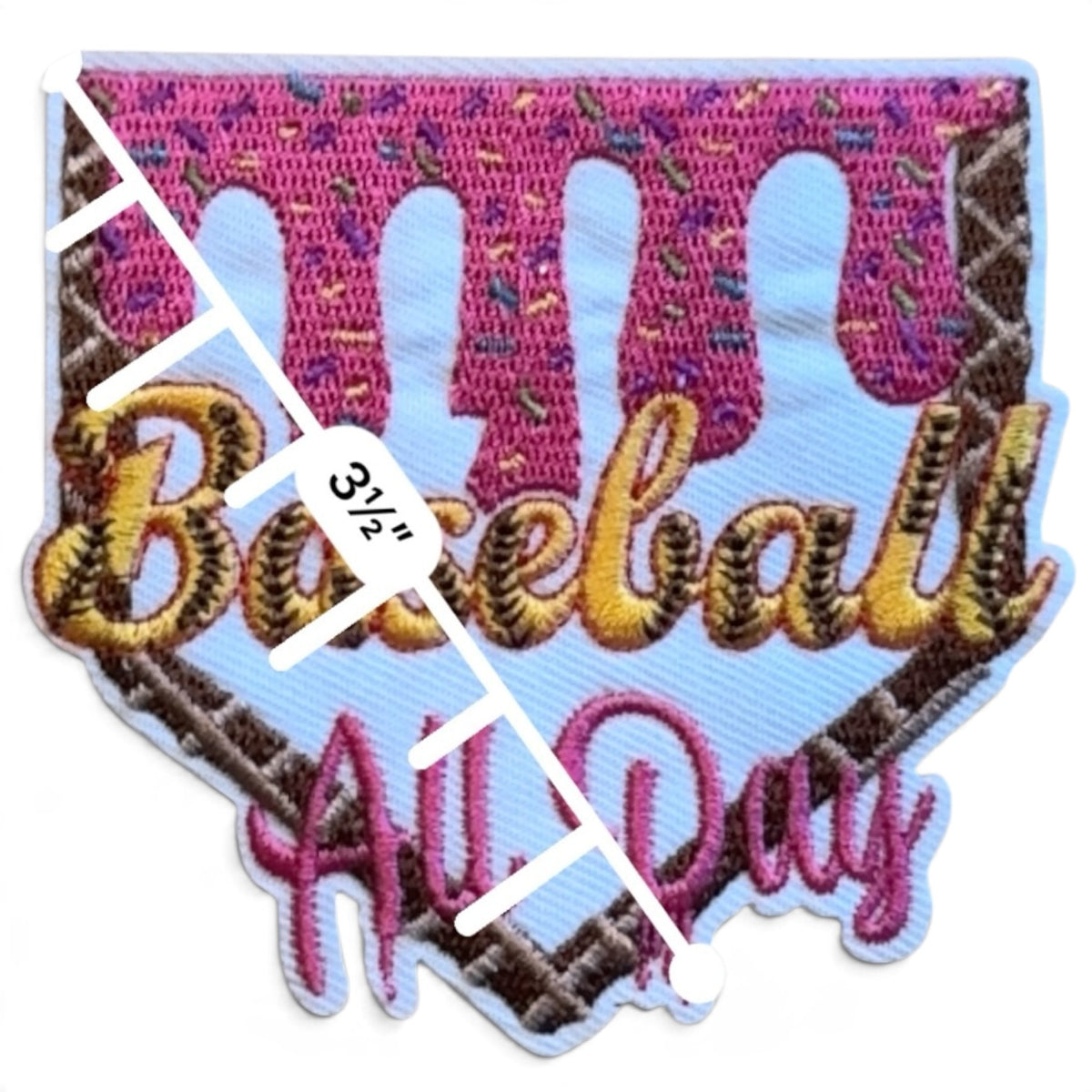 Embroidered Iron On Patch - Baseball All Day