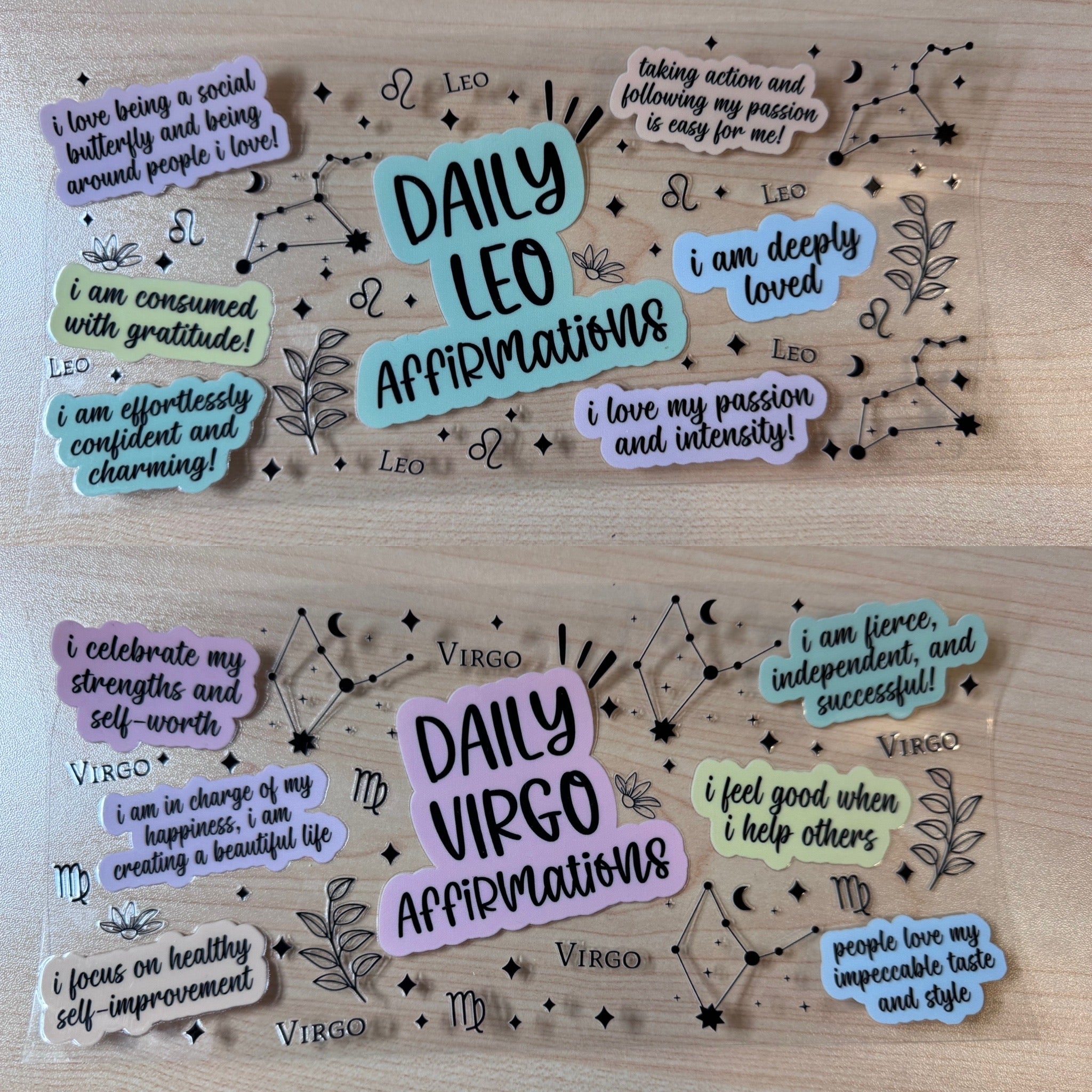 Daily Affirmations Zodiac UVDTF Cup Wrap Bundle