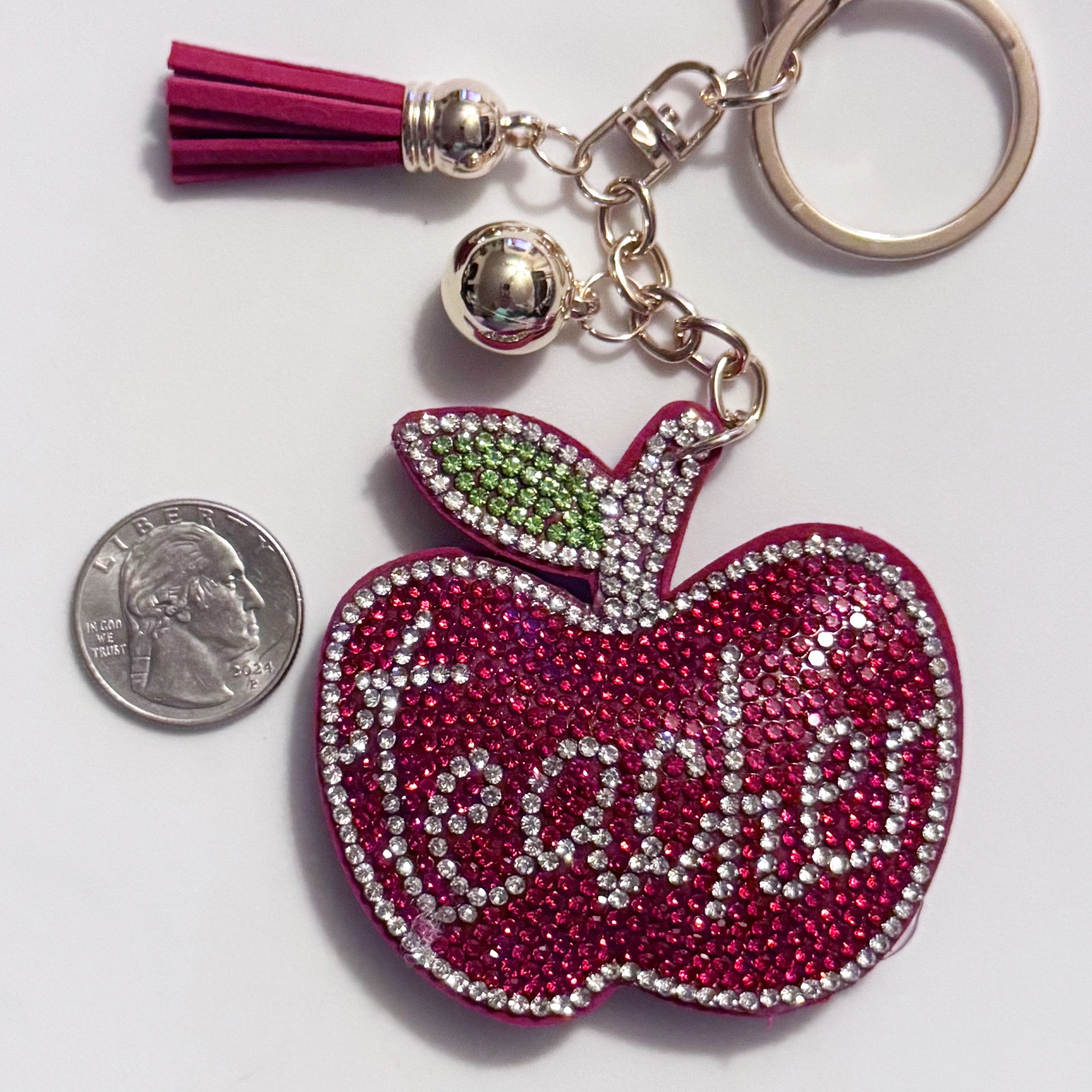 Teacher’s Apple Rhinestone Keychain