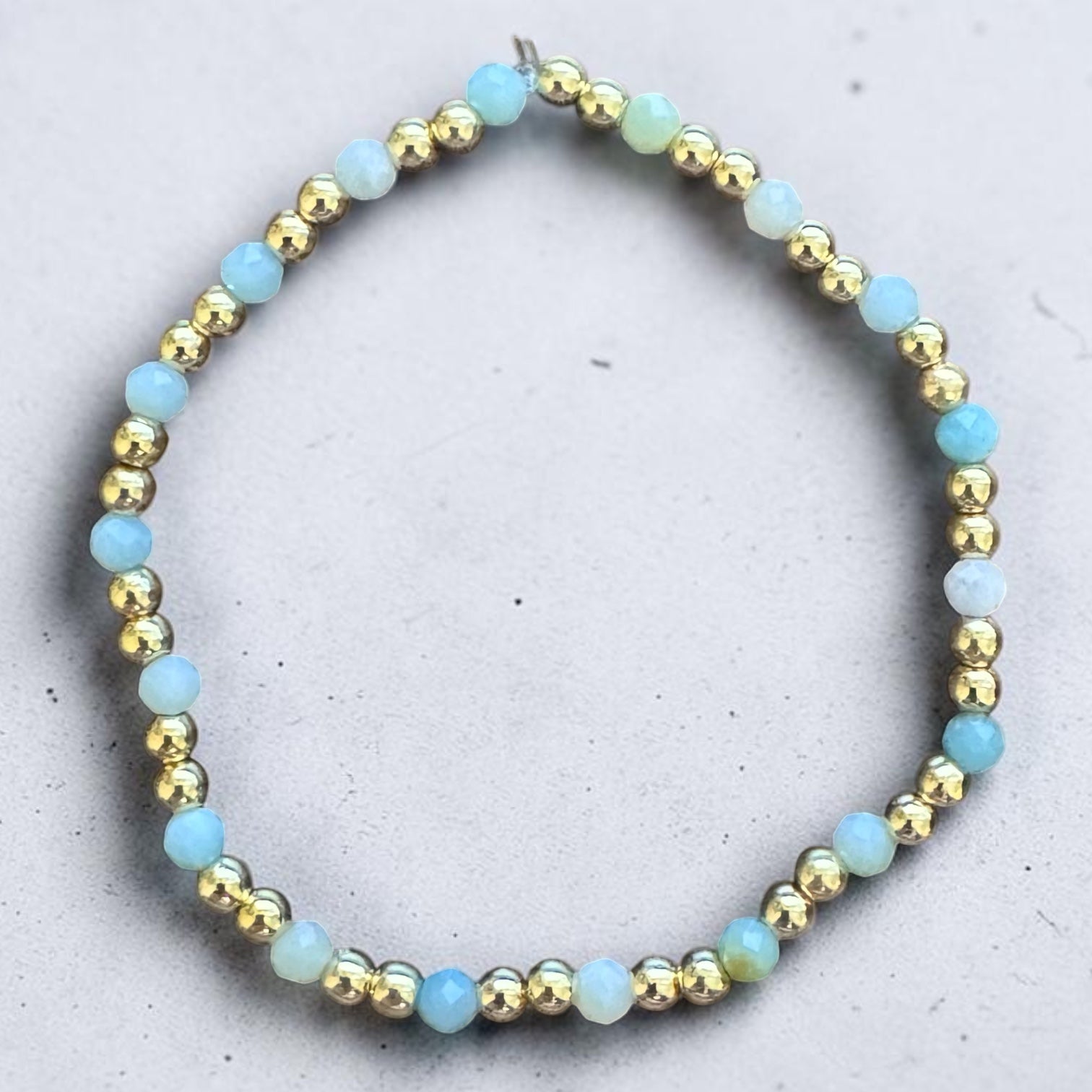 Natural Blue Amazonite Gilded Glimmer Bracelet