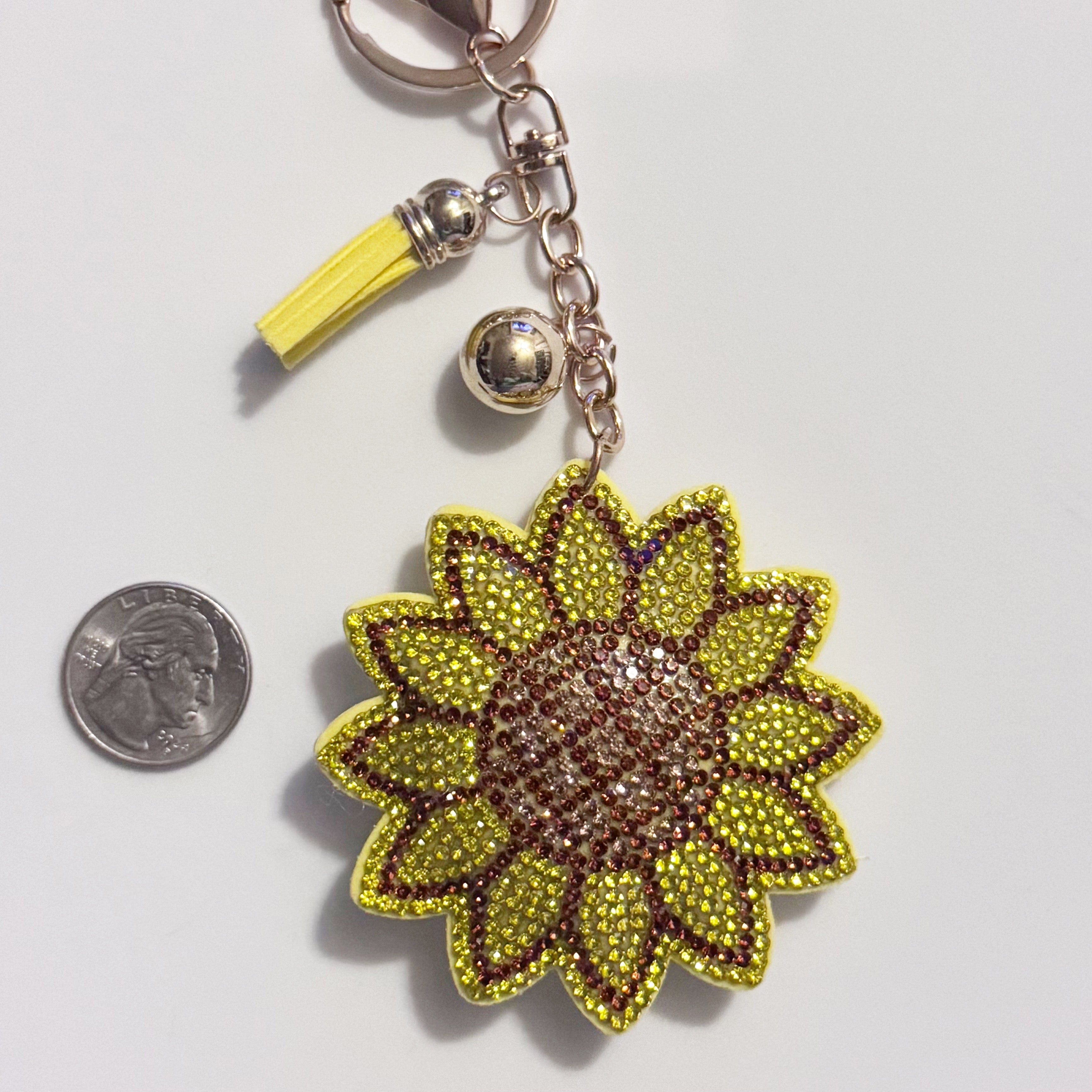 Sunflower Rhinestone Keychain