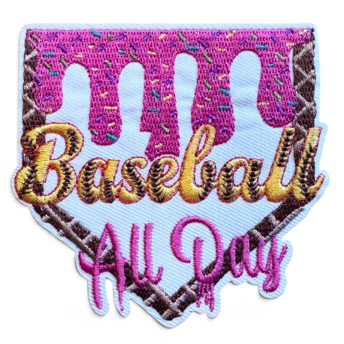 Embroidered Iron On Patch - Baseball All Day